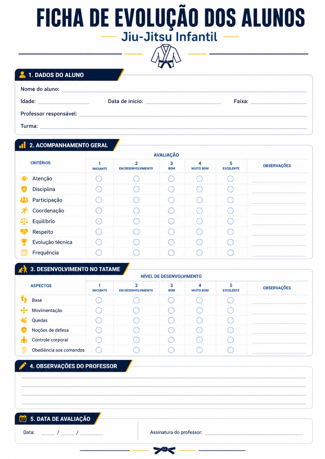Ficha de Evolução dos Alunos